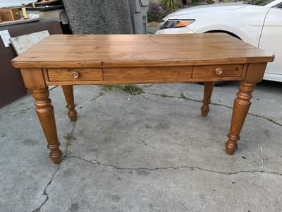Drexel Furniture Farmhouse Style Pine Wood Rustic Desk Table - Image 1