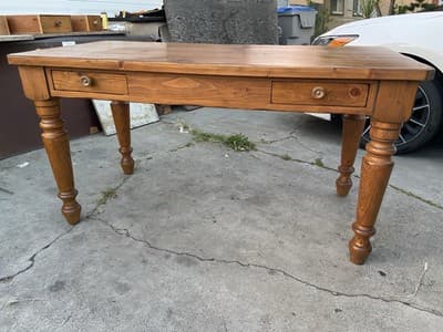 Drexel Furniture Farmhouse Style Pine Wood Rustic Desk Table - Thumbnail 4