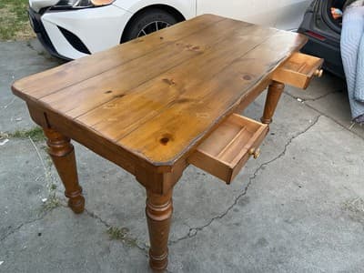 Drexel Furniture Farmhouse Style Pine Wood Rustic Desk Table - Thumbnail 7