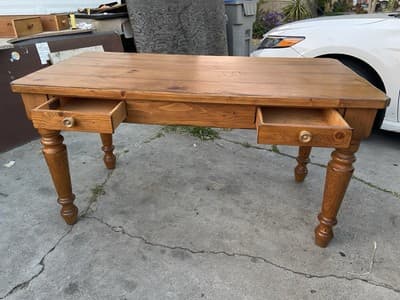 Drexel Furniture Farmhouse Style Pine Wood Rustic Desk Table - Thumbnail 11