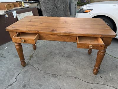 Drexel Furniture Farmhouse Style Pine Wood Rustic Desk Table - Thumbnail 9