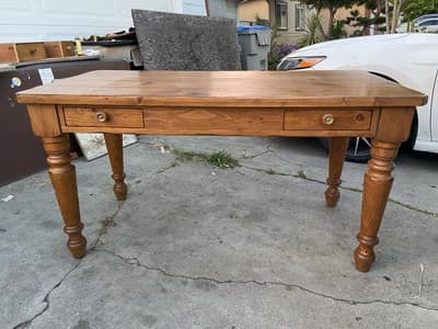 Drexel Furniture Farmhouse Style Pine Wood Rustic Desk Table - Thumbnail 10