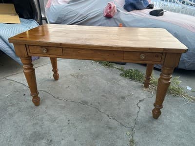 Drexel Furniture Farmhouse Style Pine Wood Rustic Desk Table - Thumbnail 18