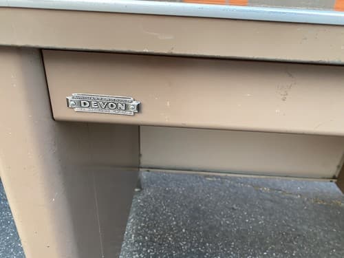 Vintage Devon W.H. Harper Metal Tanker Executive Desk - Thumbnail 7