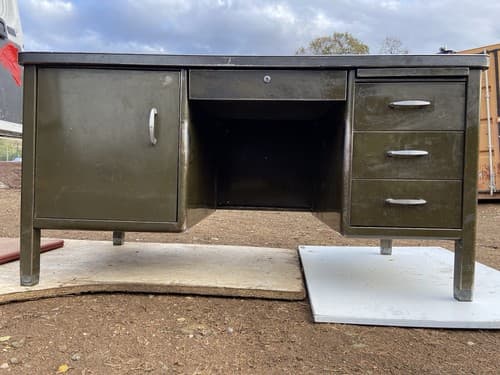 Vintage Mid Century Modern  Metal Tanker Desk Needs Some Refinishing - Image 1