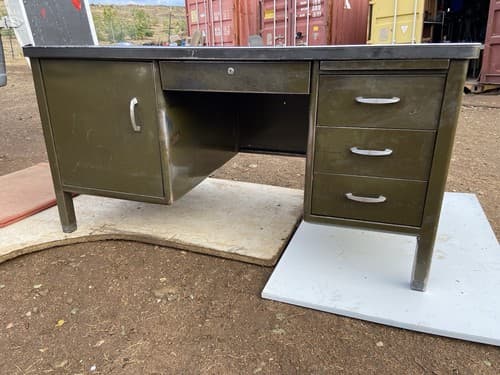 Vintage Mid Century Modern  Metal Tanker Desk Needs Some Refinishing - Thumbnail 3
