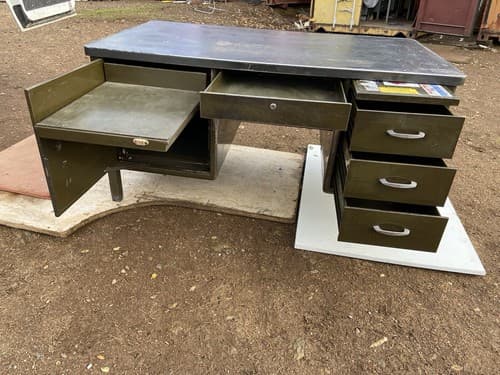 Vintage Mid Century Modern  Metal Tanker Desk Needs Some Refinishing - Thumbnail 5