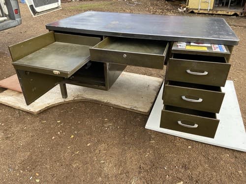 Vintage Mid Century Modern  Metal Tanker Desk Needs Some Refinishing - Thumbnail 6