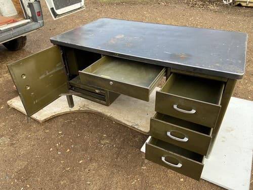 Vintage Mid Century Modern  Metal Tanker Desk Needs Some Refinishing - Thumbnail 10