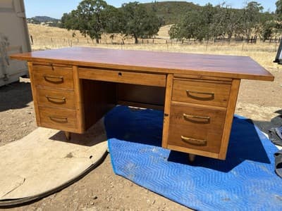 Vintage Mid Century Modern Walnut Writing Desk Needs Restoring - Image 1