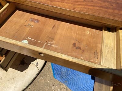 Vintage Mid Century Modern Walnut Writing Desk Needs Restoring - Thumbnail 9