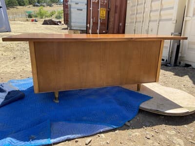 Vintage Mid Century Modern Walnut Writing Desk Needs Restoring - Thumbnail 10