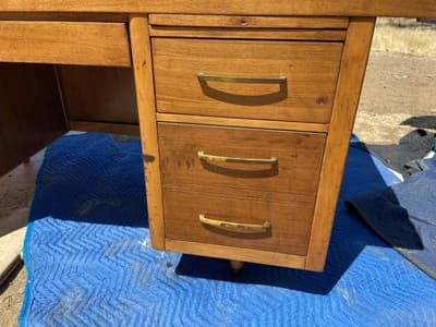 Vintage Mid Century Modern Walnut Writing Desk Needs Restoring - Thumbnail 13