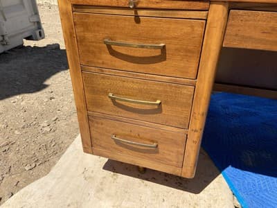 Vintage Mid Century Modern Walnut Writing Desk Needs Restoring - Thumbnail 12