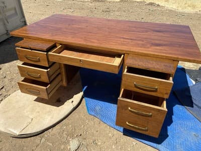 Vintage Mid Century Modern Walnut Writing Desk Needs Restoring - Thumbnail 8