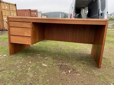 Vintage Mid  Century Modern Danish Teak Desk From Singapore - Image 1