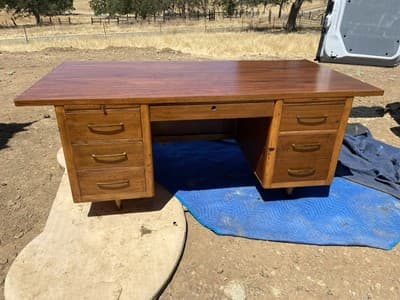 Vintage Mid Century Modern Walnut Writing Desk Needs Restoring - Thumbnail 17