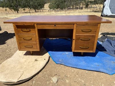 Vintage Mid Century Modern Walnut Writing Desk Needs Restoring - Thumbnail 15