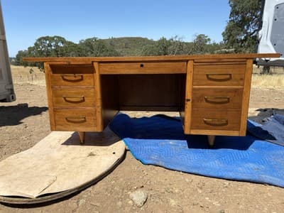 Vintage Mid Century Modern Walnut Writing Desk Needs Restoring - Thumbnail 16