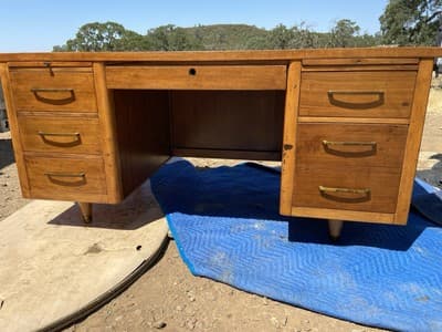 Vintage Mid Century Modern Walnut Writing Desk Needs Restoring - Thumbnail 18