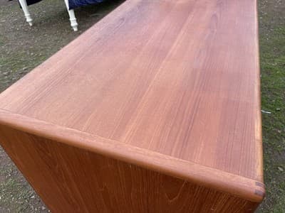 Vintage Mid  Century Modern Danish Teak Desk From Singapore - Thumbnail 3