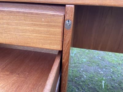 Vintage Mid  Century Modern Danish Teak Desk From Singapore - Thumbnail 11