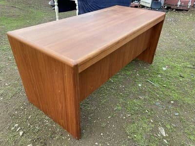 Vintage Mid  Century Modern Danish Teak Desk From Singapore - Thumbnail 4