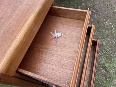 Vintage Mid  Century Modern Danish Teak Desk From Singapore - Thumbnail 12