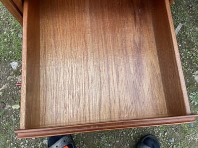 Vintage Mid  Century Modern Danish Teak Desk From Singapore - Thumbnail 13