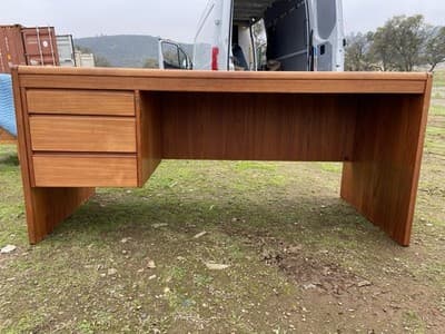 Vintage Mid  Century Modern Danish Teak Desk From Singapore - Thumbnail 20