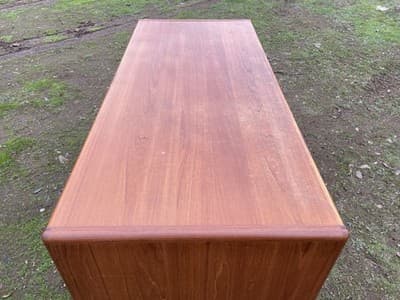 Vintage Mid  Century Modern Danish Teak Desk From Singapore - Thumbnail 16