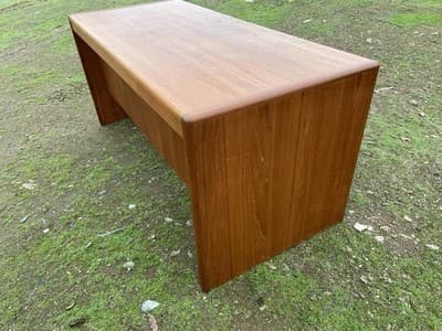 Vintage Mid  Century Modern Danish Teak Desk From Singapore - Thumbnail 17