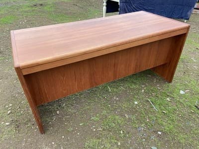 Vintage Mid  Century Modern Danish Teak Desk From Singapore - Thumbnail 23