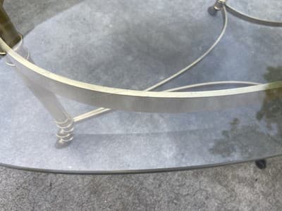 Vintage La Barge Hollywood Regency Brass & Glass Coffee Table Hoff Feet - Thumbnail 12