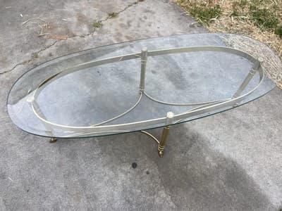 Vintage La Barge Hollywood Regency Brass & Glass Coffee Table Hoff Feet - Thumbnail 17