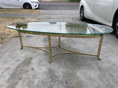 Vintage La Barge Hollywood Regency Brass & Glass Coffee Table Hoff Feet - Thumbnail 18