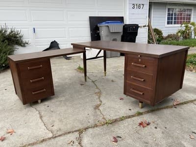 Alma Company Vintage Mid Century Modern L Shape Desk - Thumbnail 3