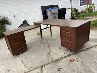 Alma Company Vintage Mid Century Modern L Shape Desk - Thumbnail 2