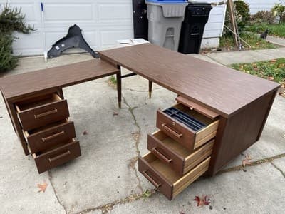 Alma Company Vintage Mid Century Modern L Shape Desk - Thumbnail 8