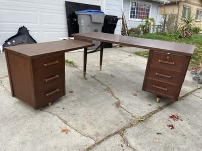 Alma Company Vintage Mid Century Modern L Shape Desk - Thumbnail 10
