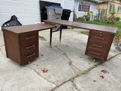Alma Company Vintage Mid Century Modern L Shape Desk - Thumbnail 12