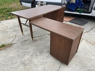Alma Company Vintage Mid Century Modern L Shape Desk - Thumbnail 14