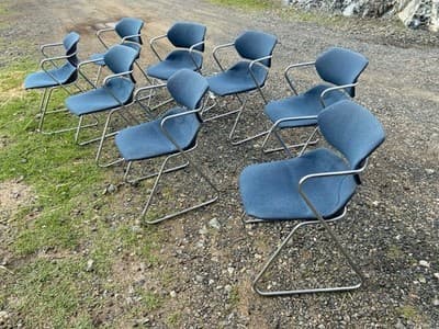 Vintage Mid Century Modern Acton Stacker Side Chairs Set Of 8 - Thumbnail 2