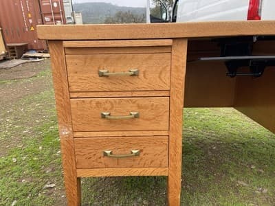 Traditional Antique Oak Teacher Library or Writing Desk Needs Some Refinishing - Thumbnail 4