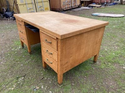 Traditional Antique Oak Teacher Library or Writing Desk Needs Some Refinishing - Thumbnail 6