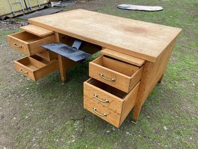 Traditional Antique Oak Teacher Library or Writing Desk Needs Some Refinishing - Thumbnail 17