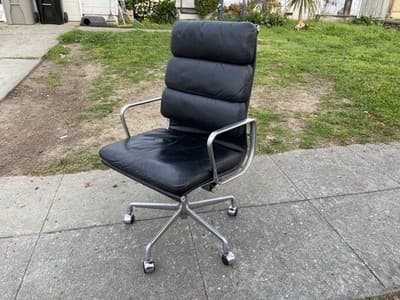 Vintage Mid Century Herman Miller Soft Pad Executive  Black Leather Desk Chair - Image 1