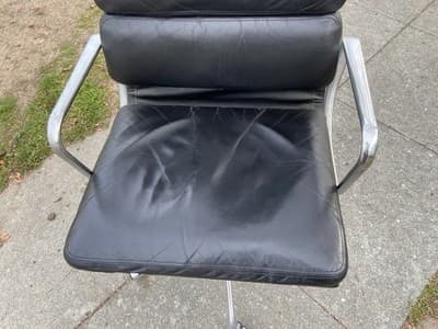 Vintage Mid Century Herman Miller Soft Pad Executive  Black Leather Desk Chair - Thumbnail 6
