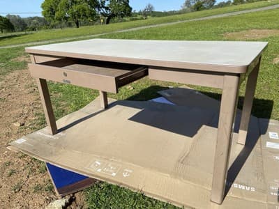 McDowell And Craig Vintage Mid Century Modern Metal Tanker Desk - Thumbnail 2