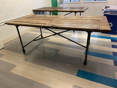 Restoration Hardware Reclaimed Wood and Iron Dining Table Conference Room Table - Image 1